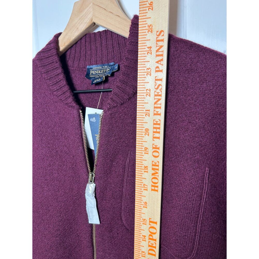 NWT Pendleton 100% Merino Wool Full Zip Knit Cardigan Sweater Burgundy - Picture 8 of 12